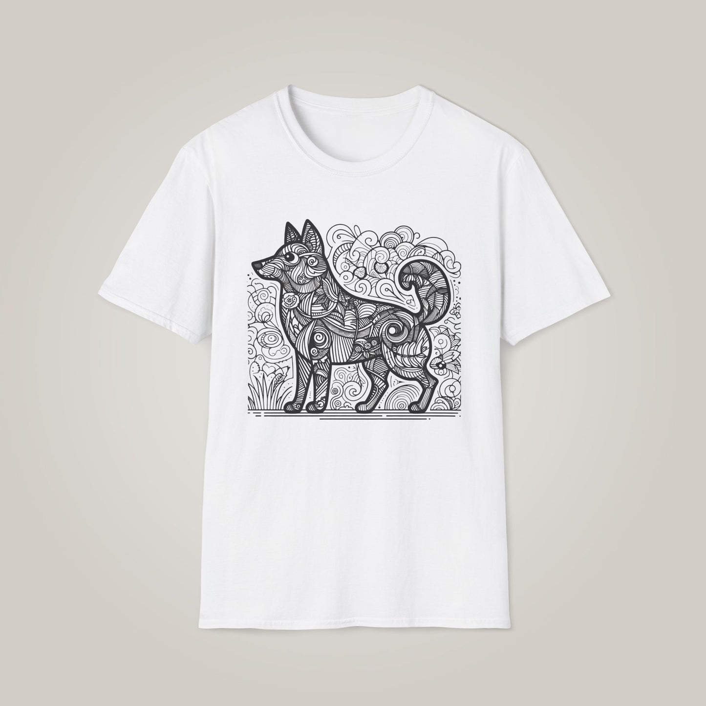 Artistic Dog Zentangle-inspired Unisex Softstyle T-shirt