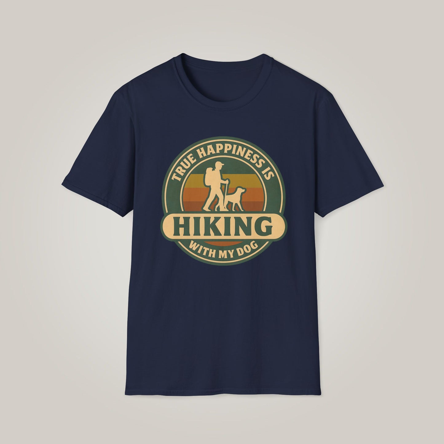 True Happiness is Hiking with My Dog Unisex Softstyle T-shirt