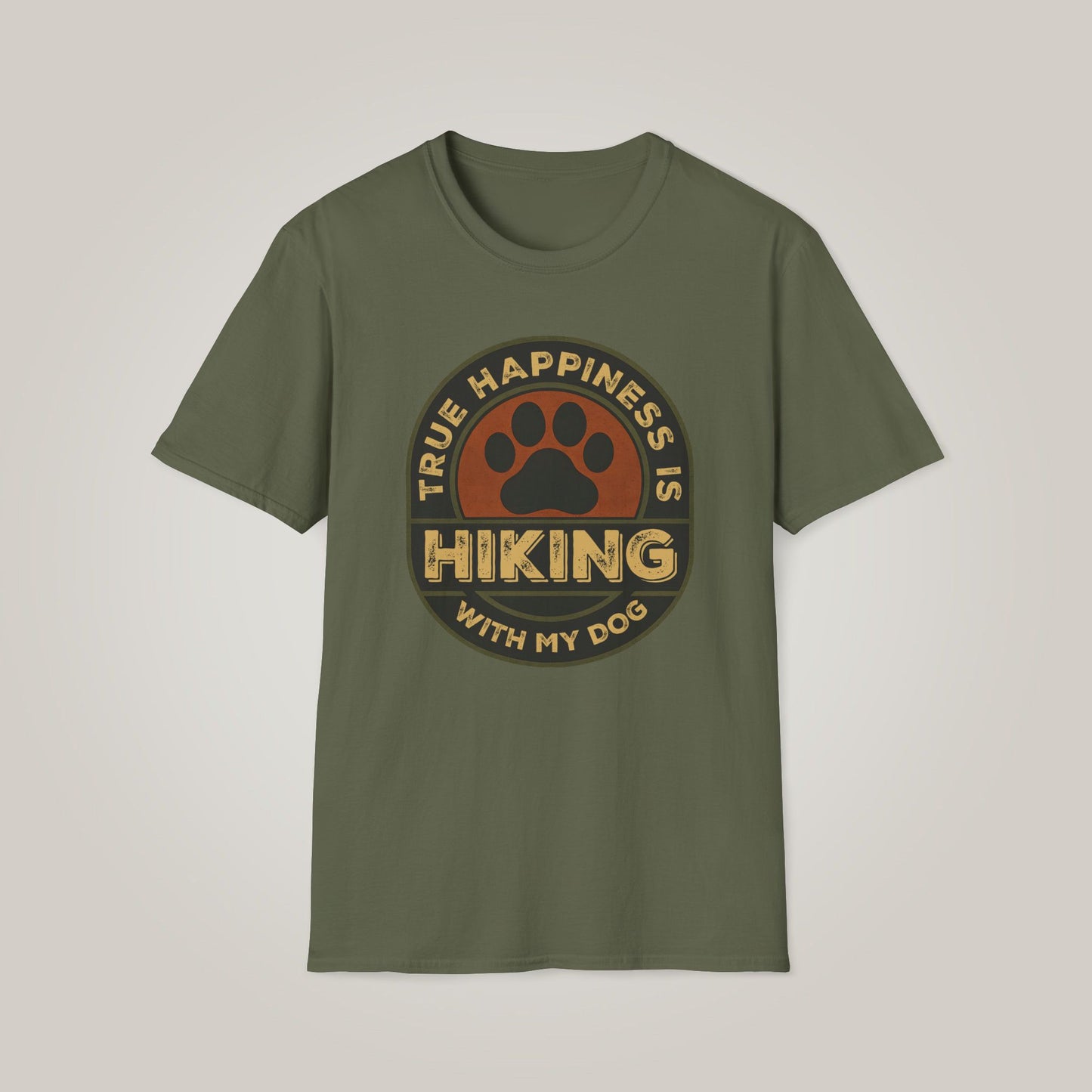 Hiking With My Dog Unisex Softstyle T-shirt