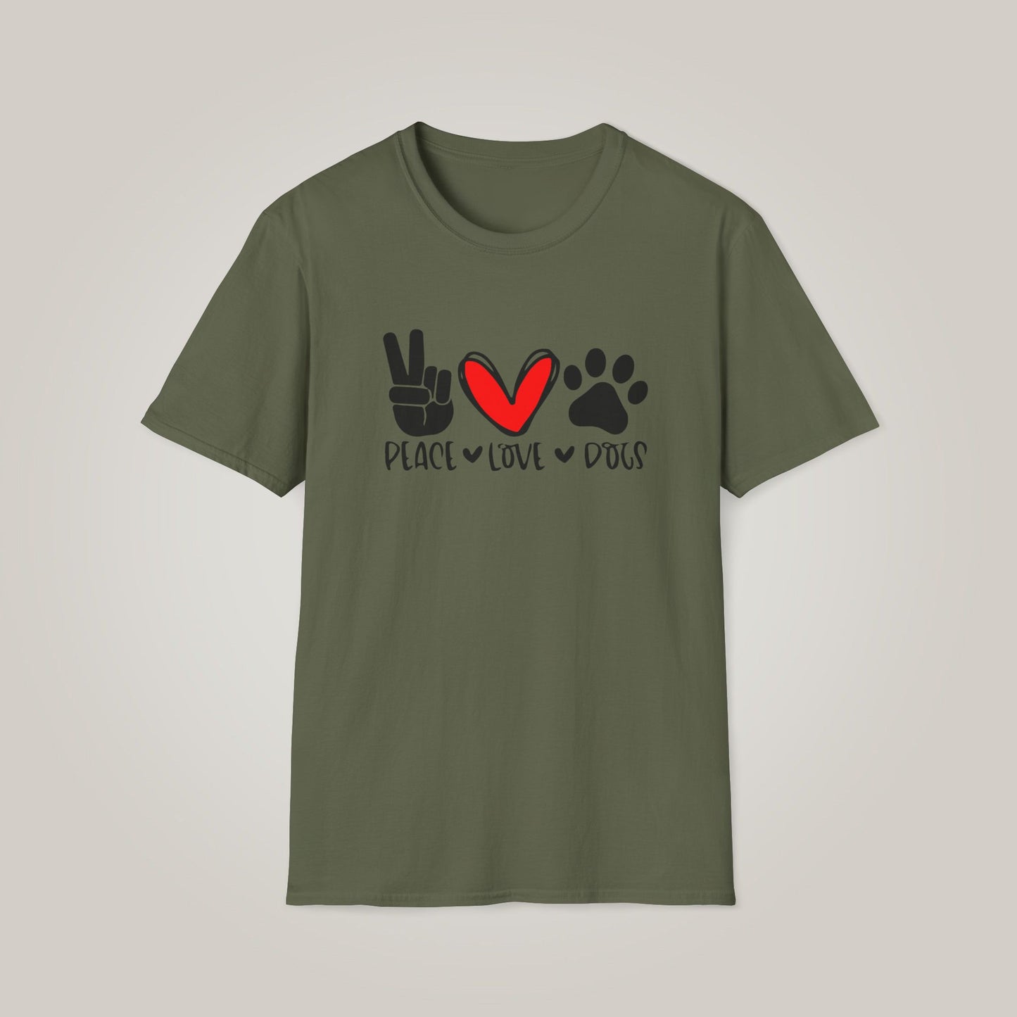 Peace, Love and Dogs Unisex Softstyle T-shirt
