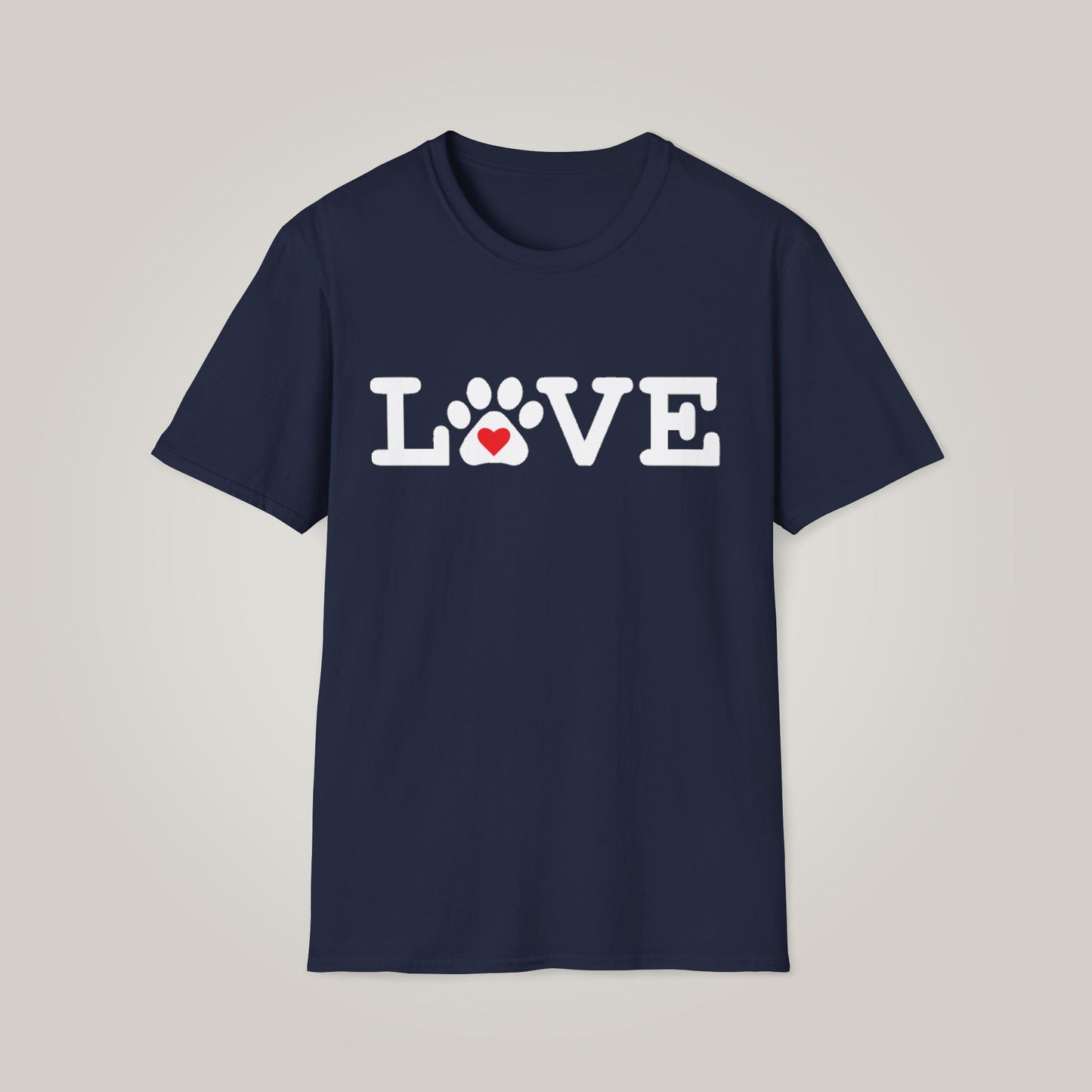 LOVE with Heart & Paw Print Too Unisex Softstyle T-shirt