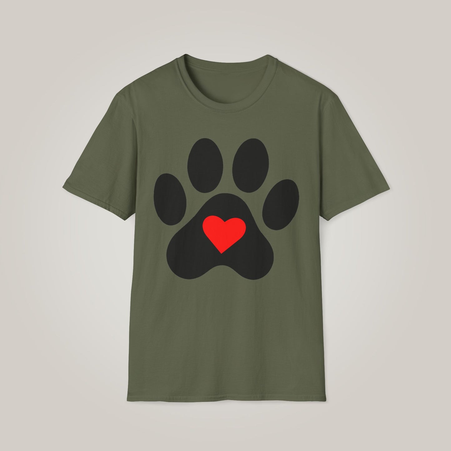 Large Paw With Heart Unisex Softstyle T-shirt