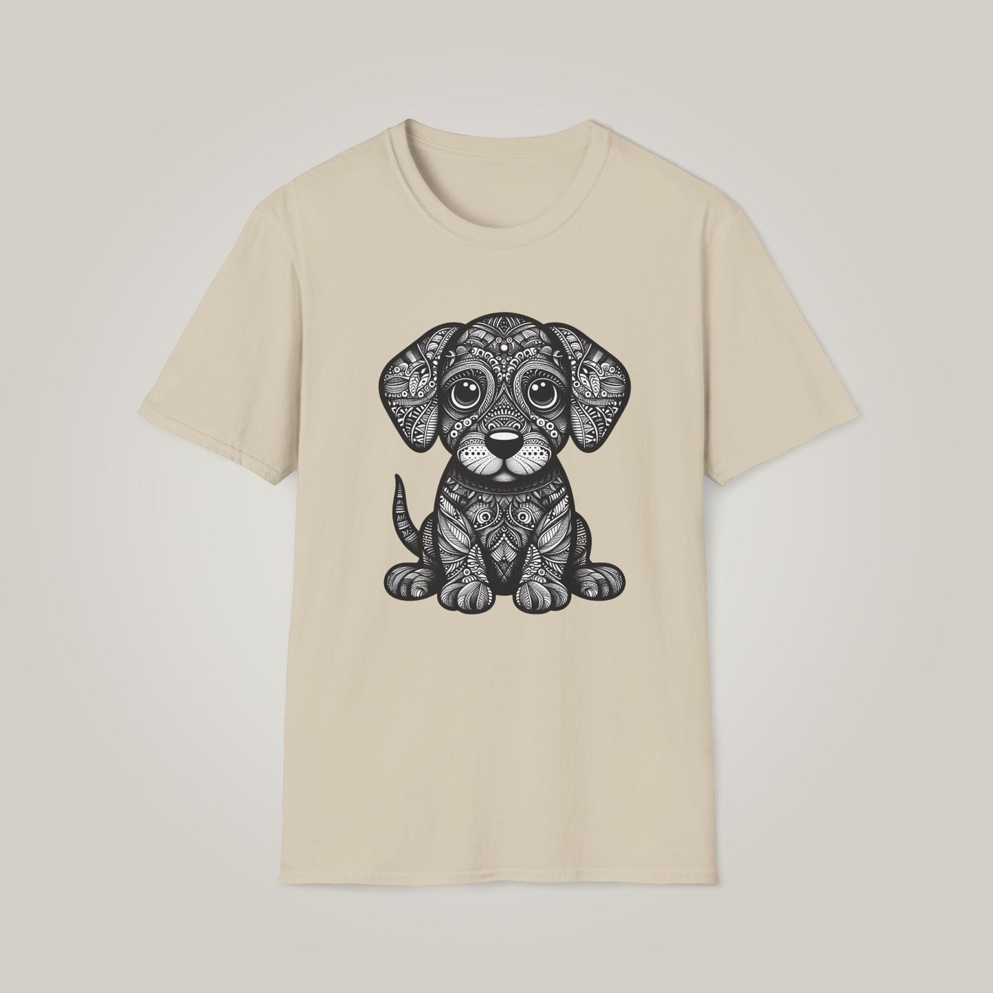Zentangle-Inspired Dog Graphic Too Unisex Softstyle T-shirt