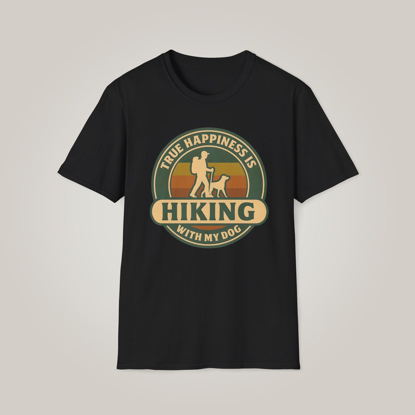 True Happiness is Hiking with My Dog Unisex Softstyle T-shirt