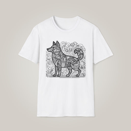 Artistic Dog Zentangle-inspired Unisex Softstyle T-shirt