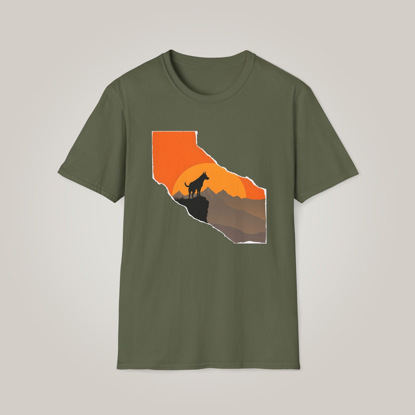 California Sunset Dog Unisex Softstyle T-Shirt