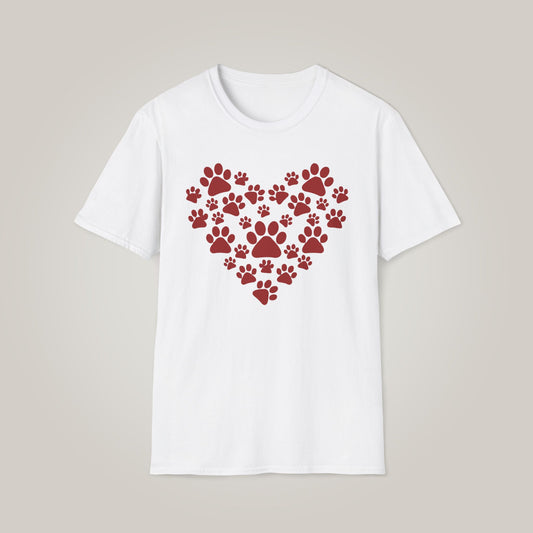 Paw Print Heart Unisex Softstyle T-shirt