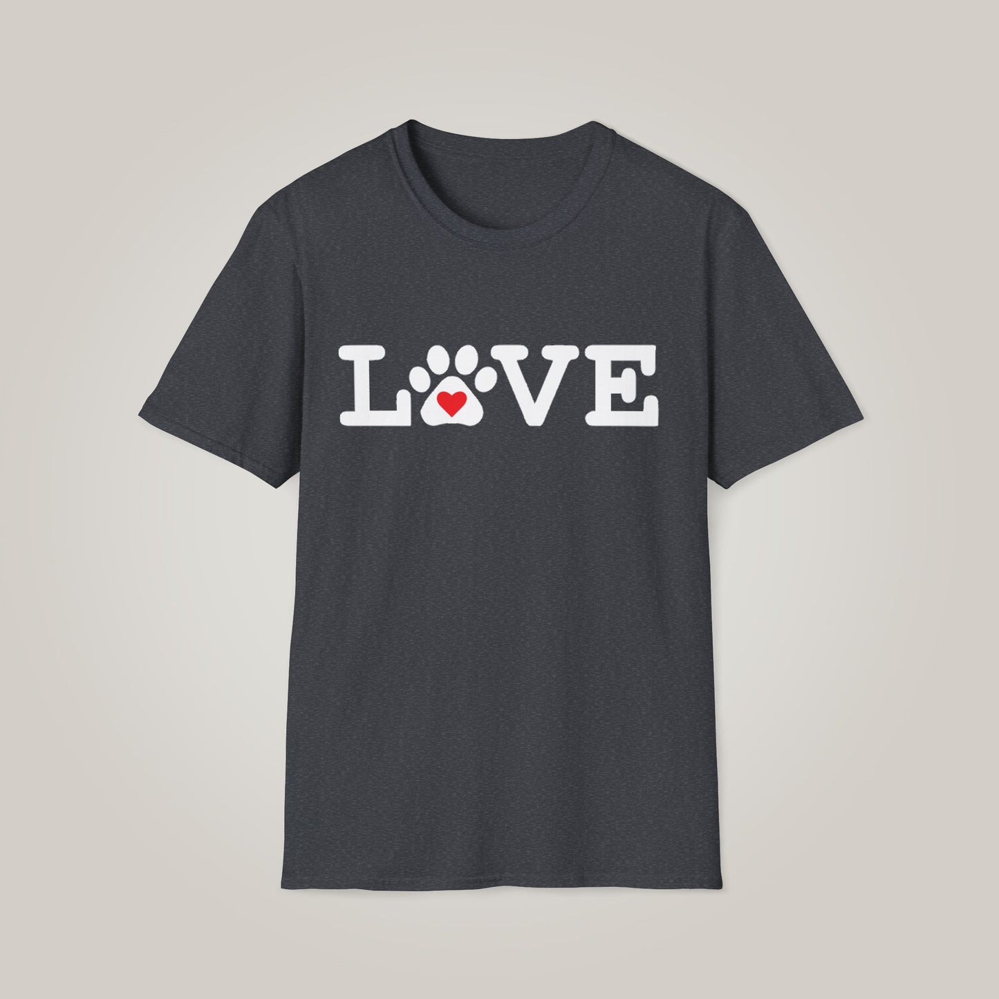 LOVE with Heart & Paw Print Too Unisex Softstyle T-shirt