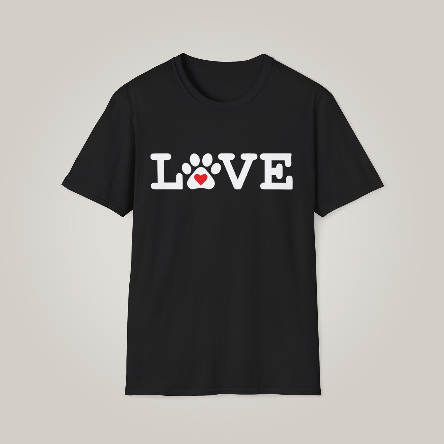 LOVE with Heart & Paw Print Too Unisex Softstyle T-shirt