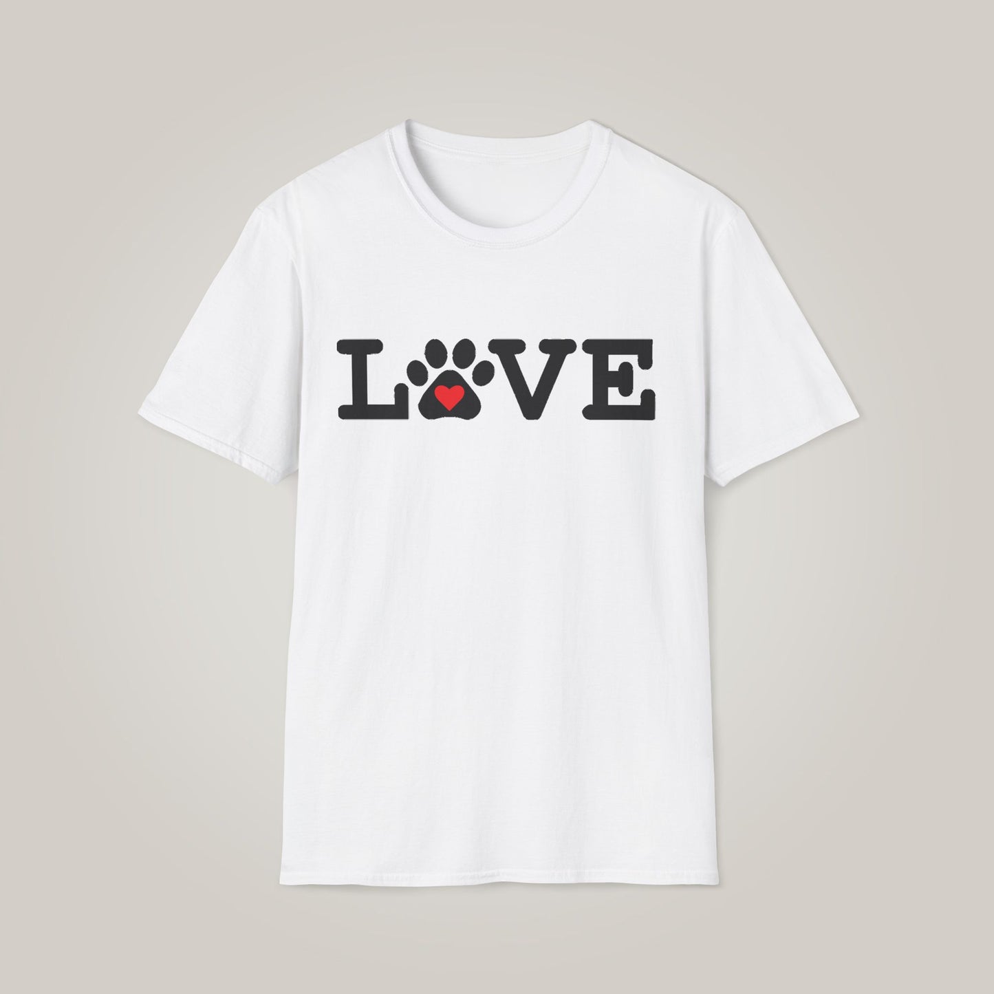 LOVE with Heart & Paw Print Unisex Softstyle T-shirt