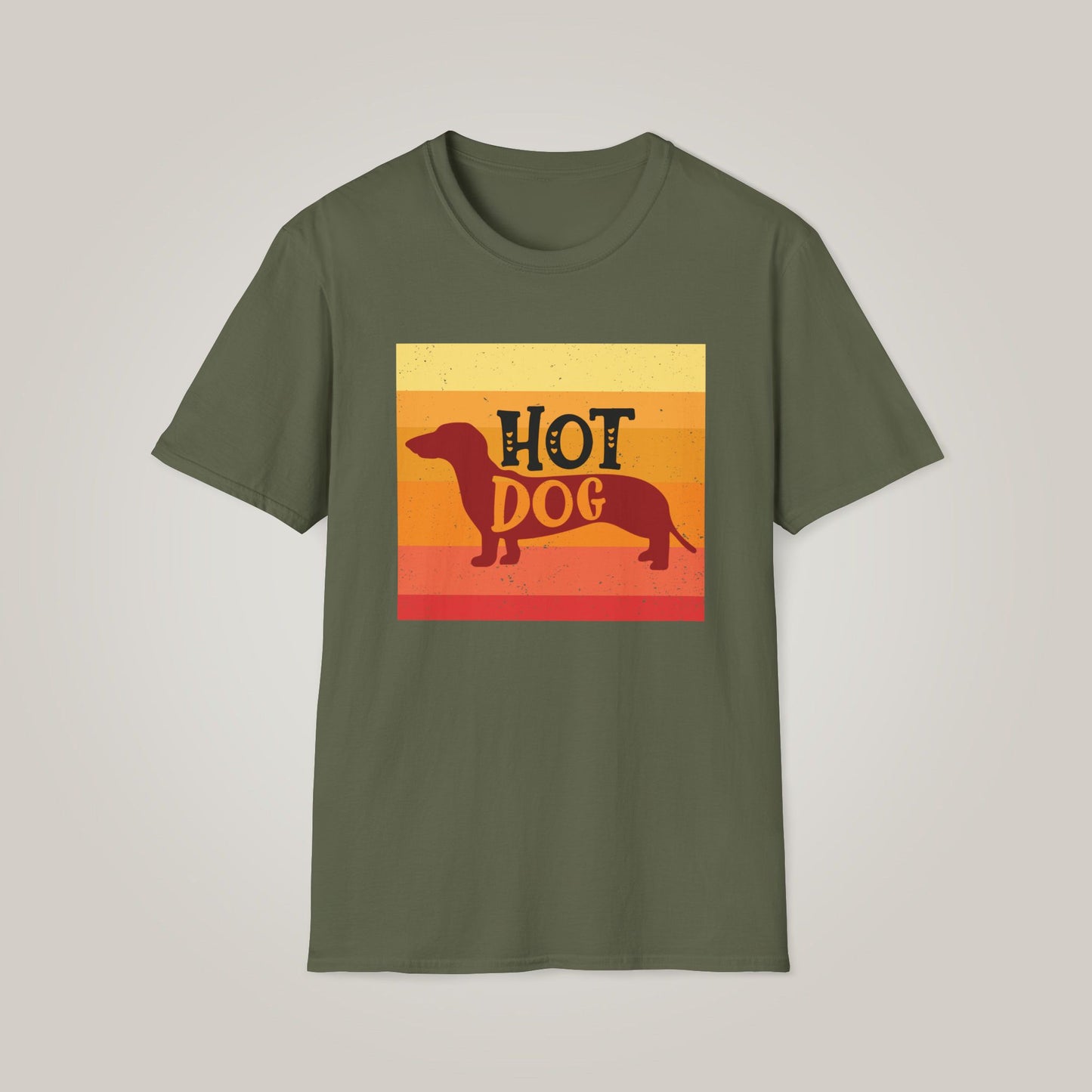 Retro Hot Dog Dachshund Unisex Softstyle T-shirt