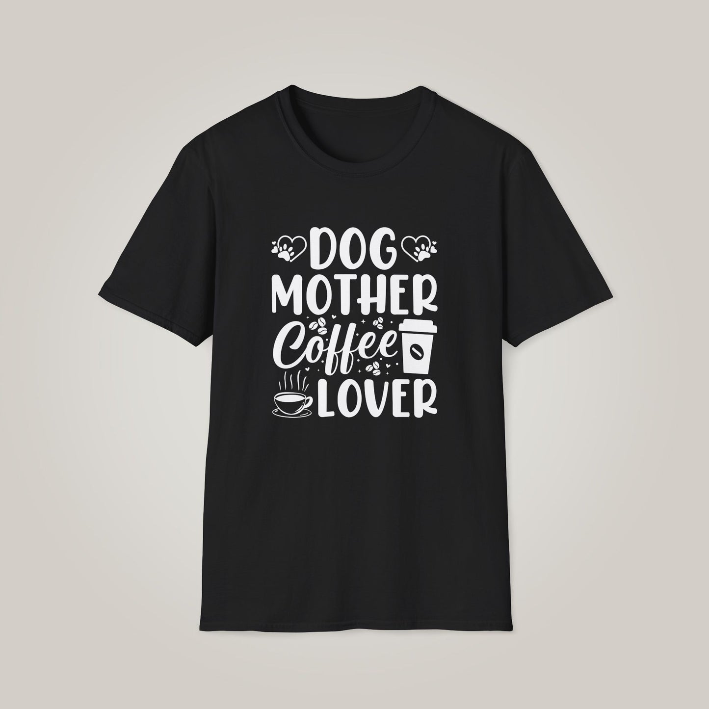 Dog Mother Coffee Lover Unisex Softstyle T-shirt