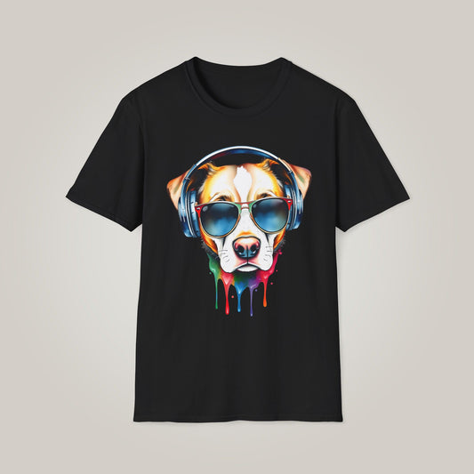 Watercolor Cool Dog Lover Unisex Softstyle T-shirt