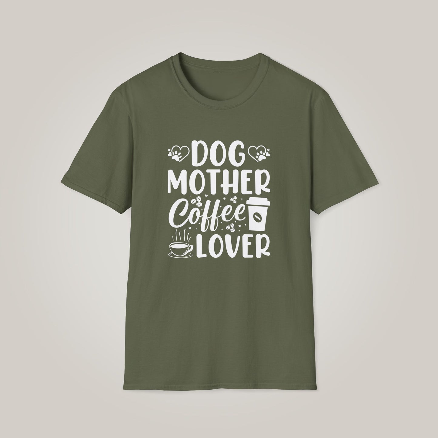 Dog Mother Coffee Lover Unisex Softstyle T-shirt