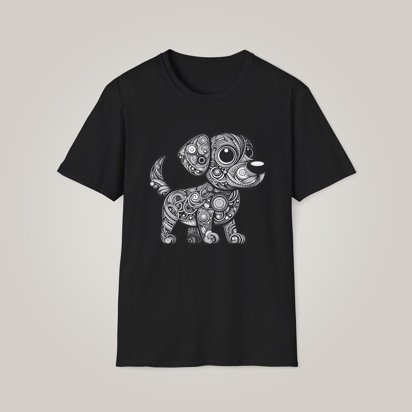 Zentangle-Inspired Dog Graphic Unisex Softstyle T-shirt