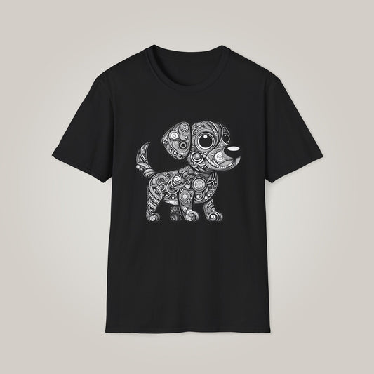 Zentangle-Inspired Dog Graphic Unisex Softstyle T-shirt