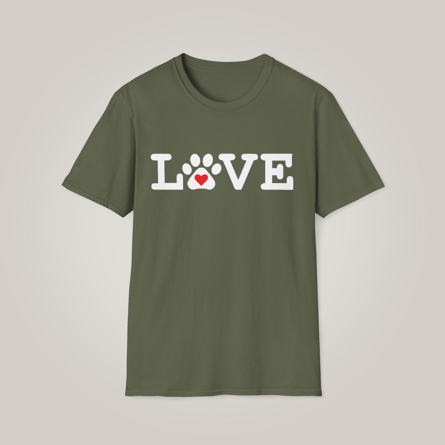 LOVE with Heart & Paw Print Too Unisex Softstyle T-shirt