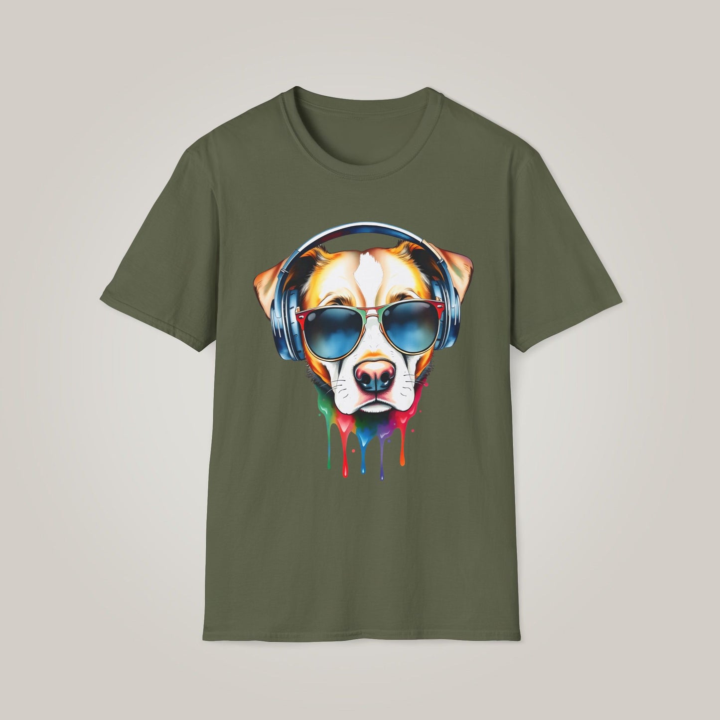 Watercolor Cool Dog Lover Unisex Softstyle T-shirt