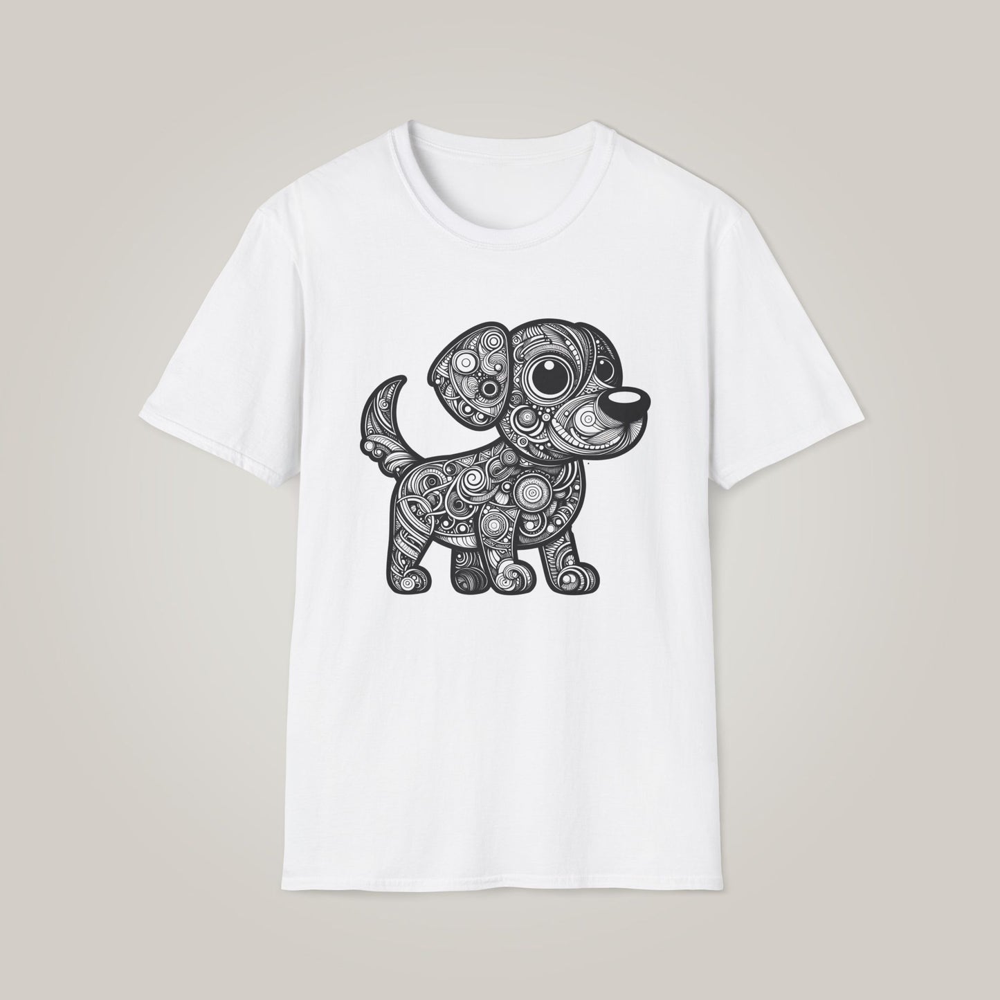 Zentangle-Inspired Dog Graphic Unisex Softstyle T-shirt