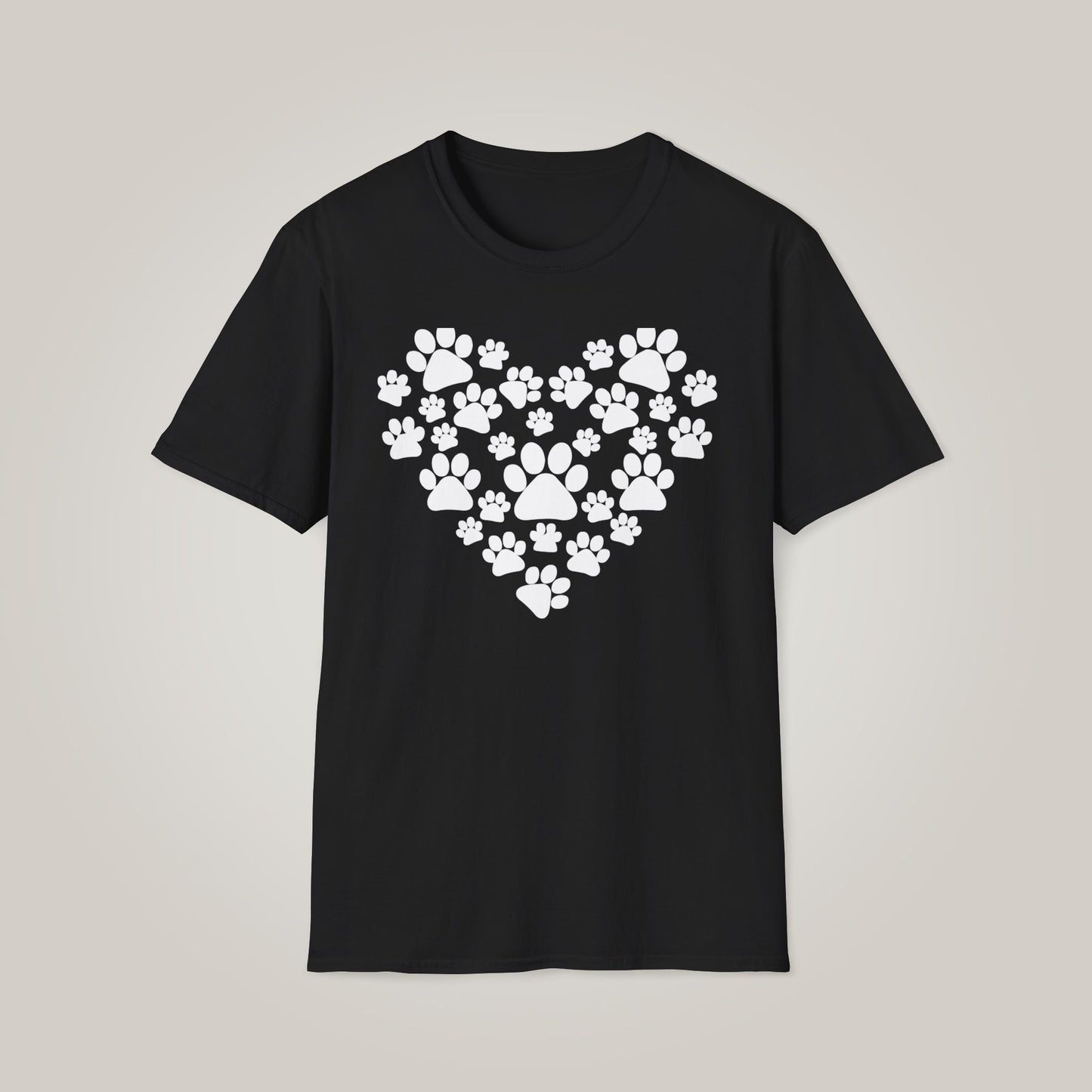 Paw Print Heart - White Unisex Softstyle T-shirt