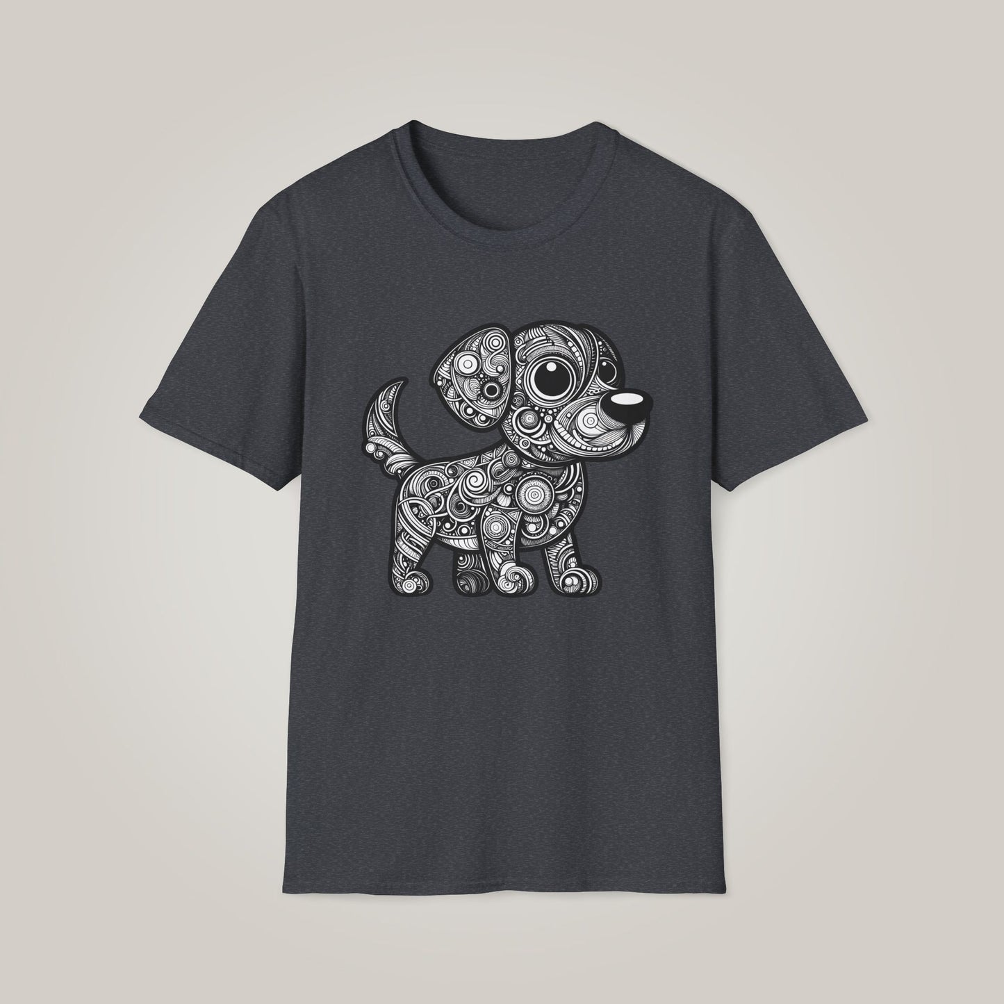 Zentangle-Inspired Dog Graphic Unisex Softstyle T-shirt