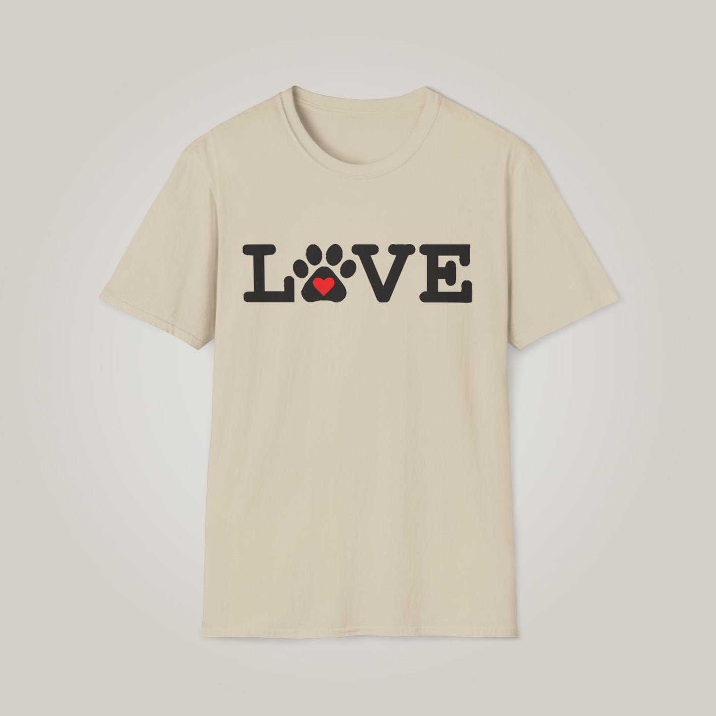 LOVE with Heart & Paw Print Unisex Softstyle T-shirt