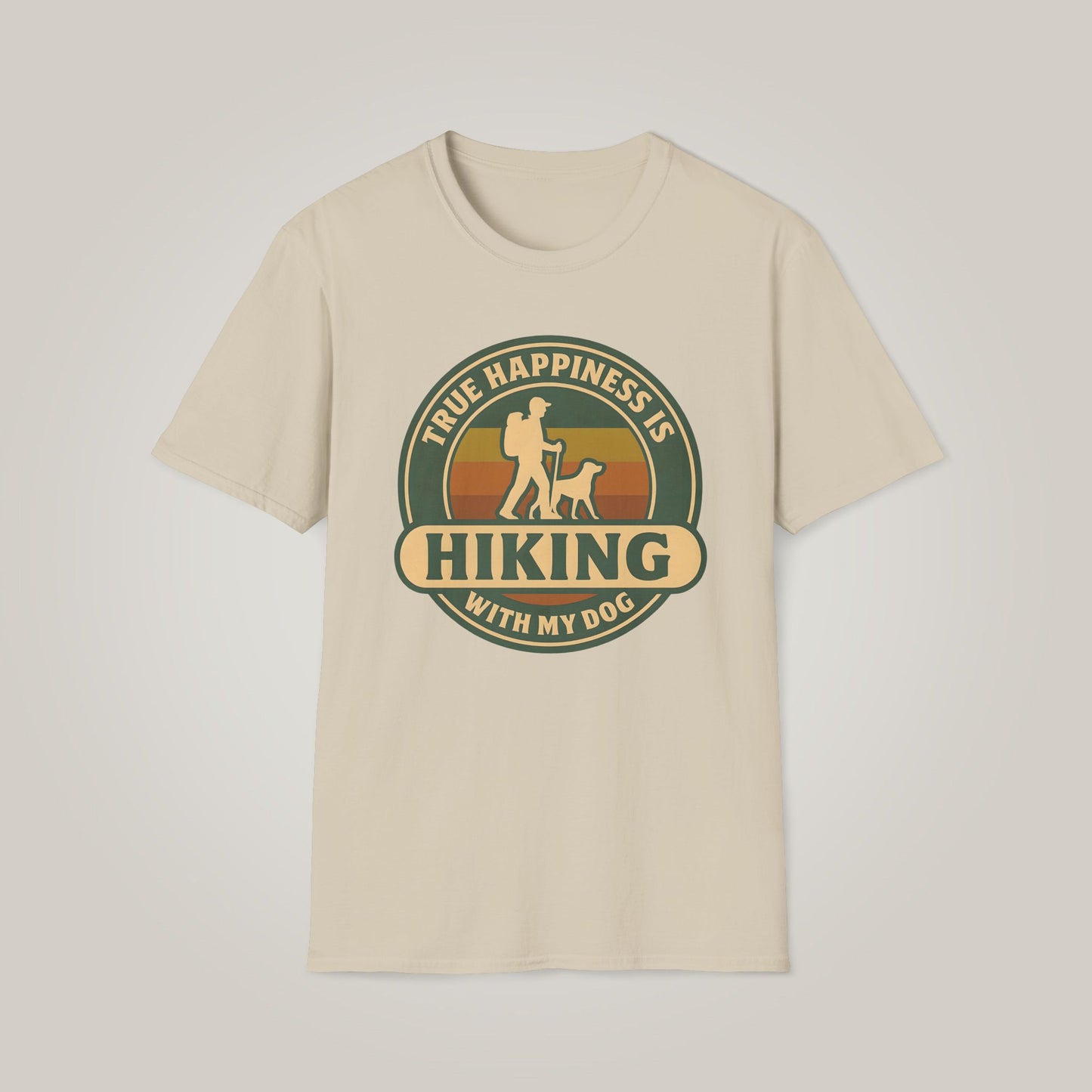 True Happiness is Hiking with My Dog Unisex Softstyle T-shirt