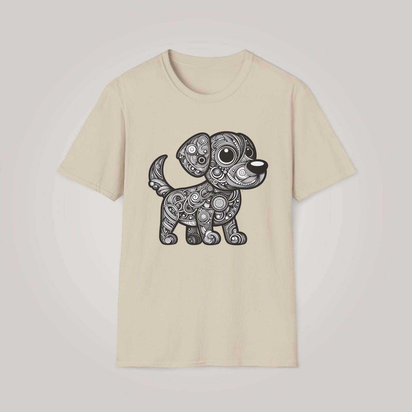 Zentangle-Inspired Dog Graphic Unisex Softstyle T-shirt