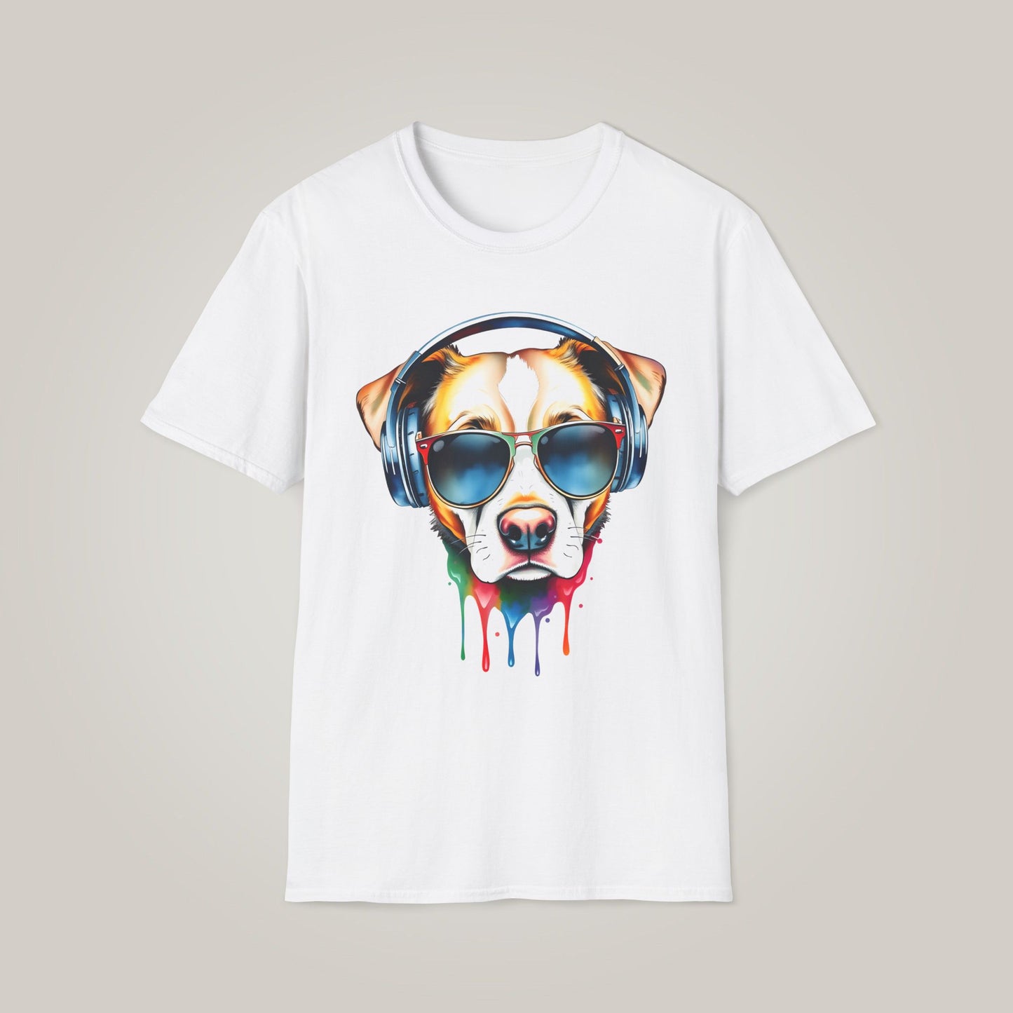 Watercolor Cool Dog Lover Unisex Softstyle T-shirt