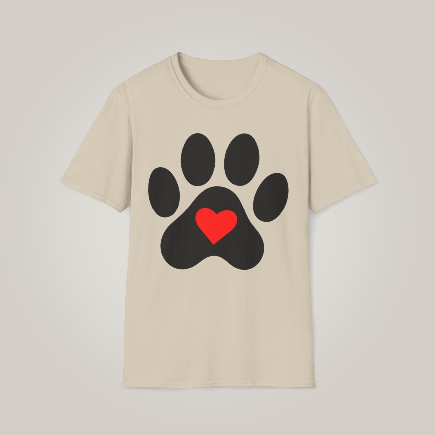 Large Paw With Heart Unisex Softstyle T-shirt