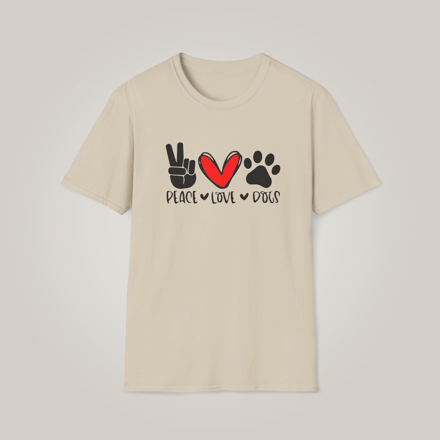 Peace, Love and Dogs Unisex Softstyle T-shirt