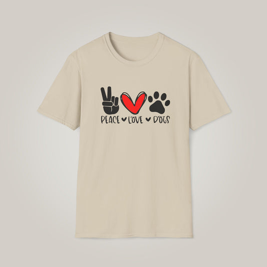 Peace, Love and Dogs Unisex Softstyle T-shirt