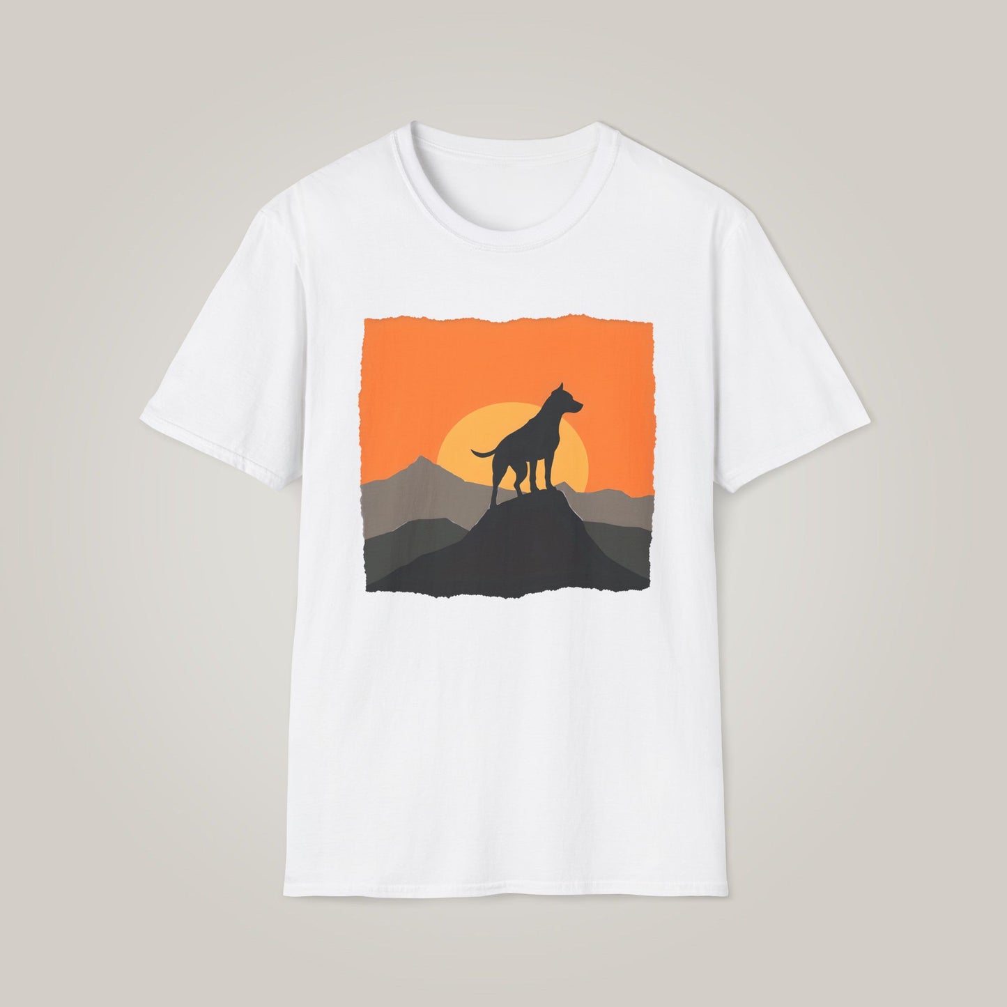 Nature-Inspired Sunset Dog Unisex Softstyle T-shirt