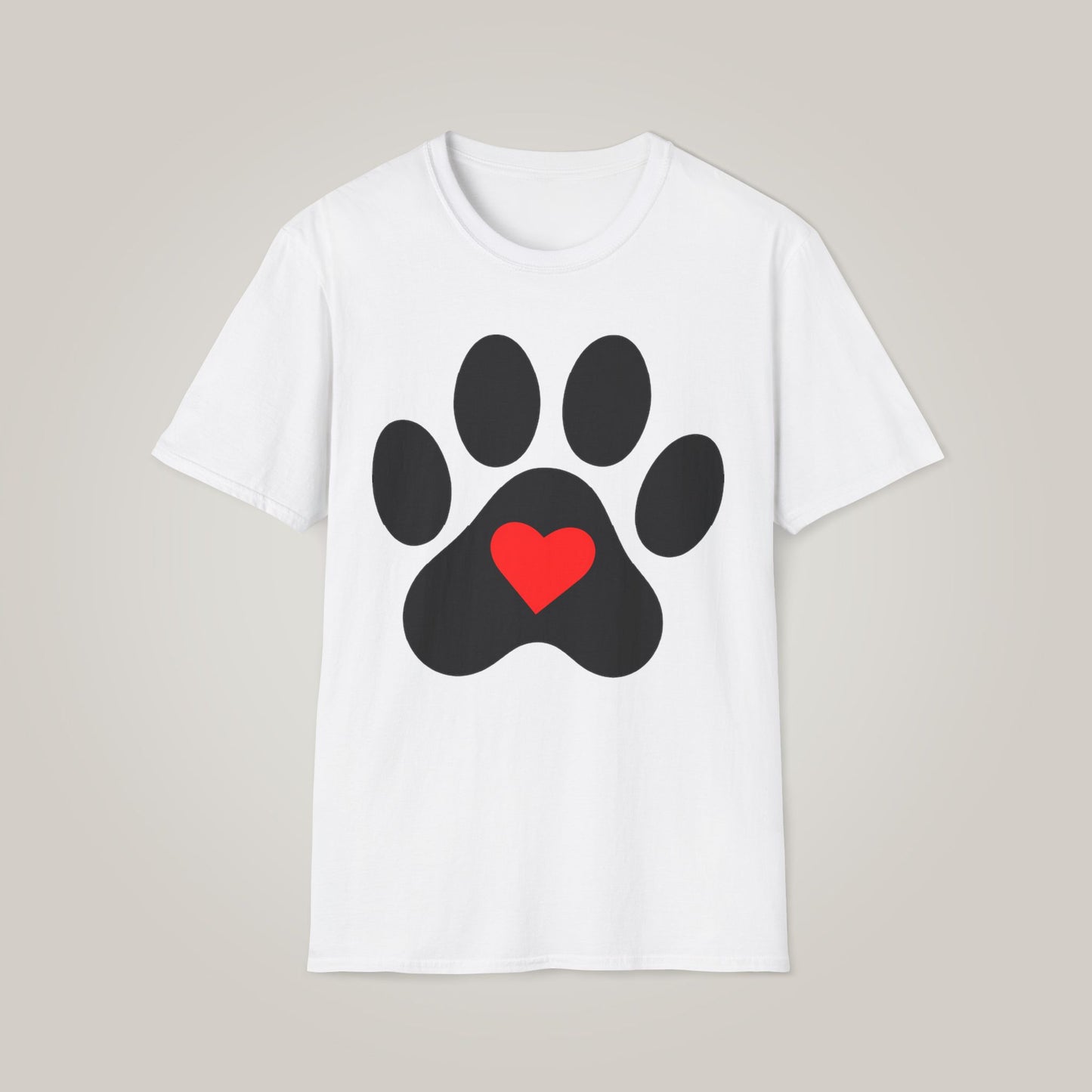 Large Paw With Heart Unisex Softstyle T-shirt