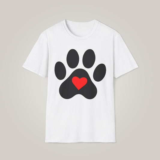 Large Paw With Heart Unisex Softstyle T-shirt