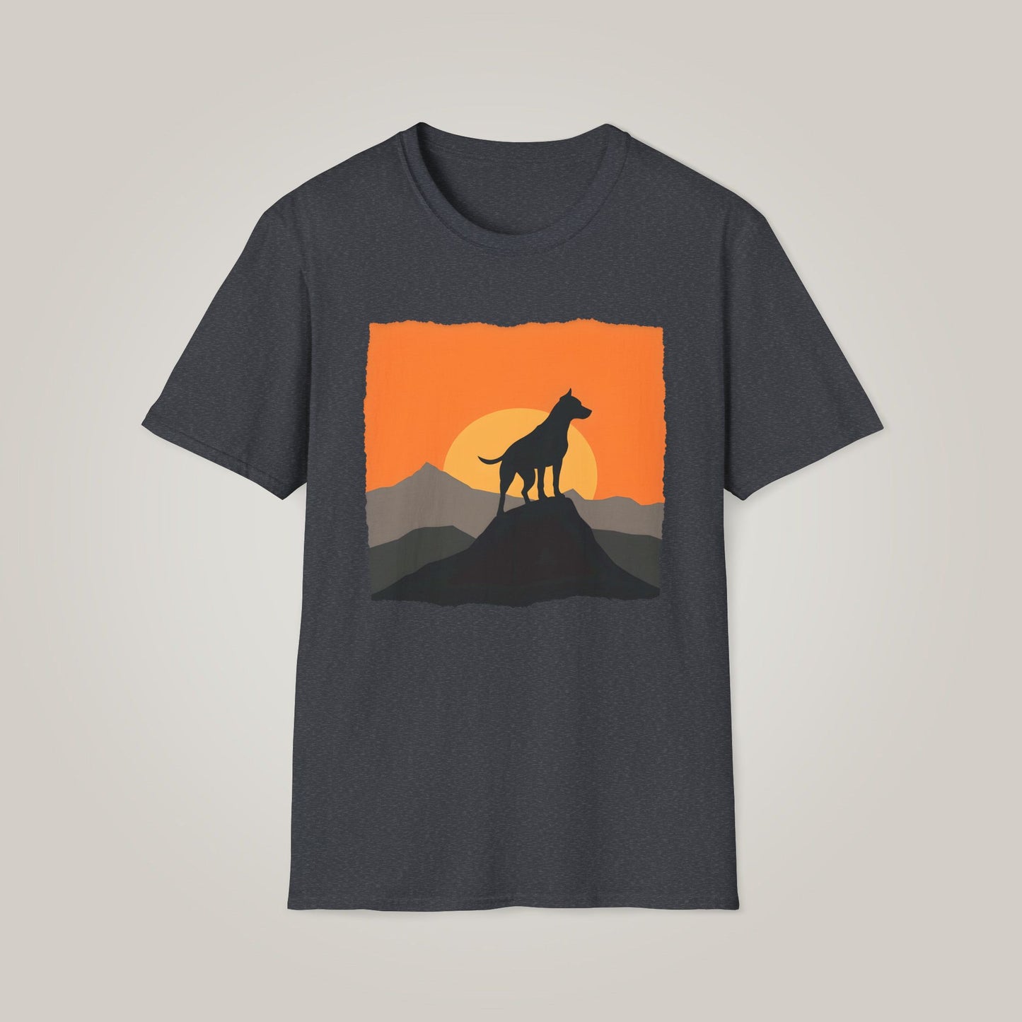 Nature-Inspired Sunset Dog Unisex Softstyle T-shirt