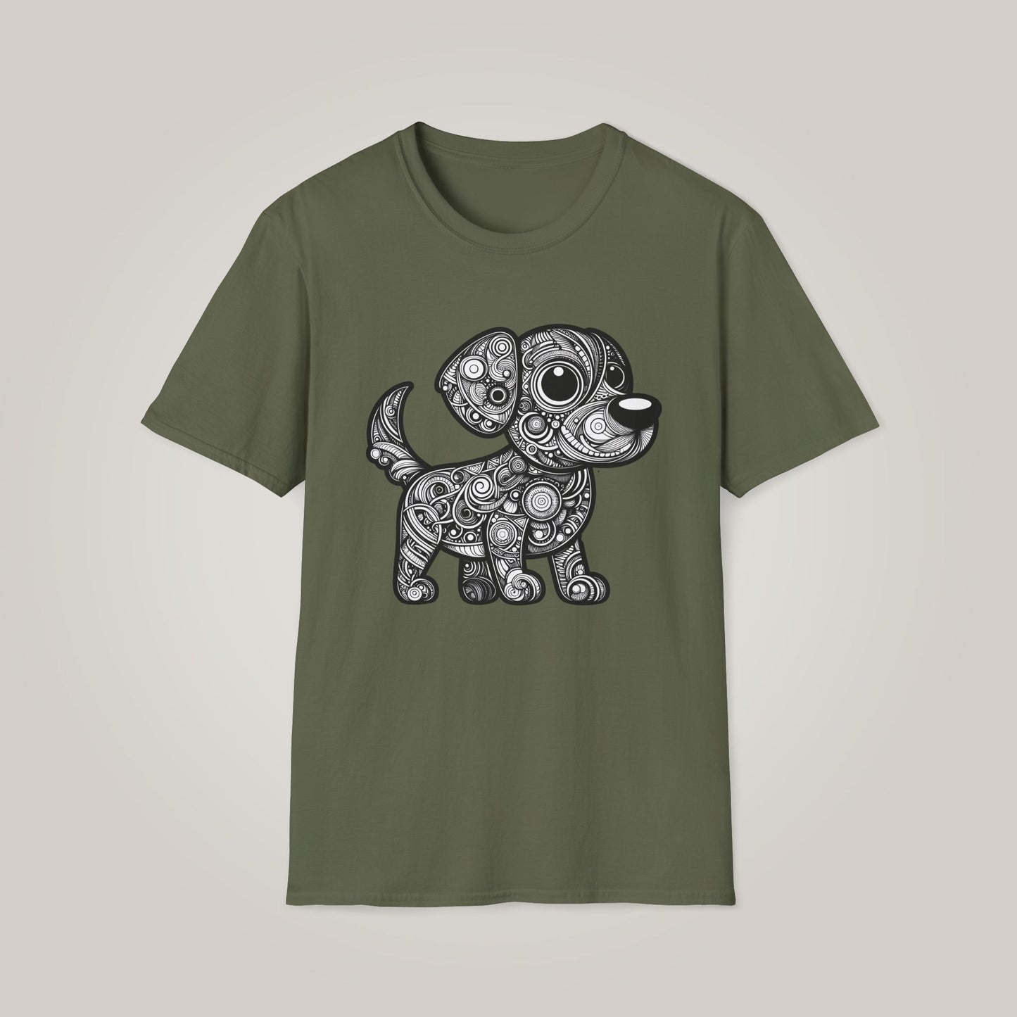 Zentangle-Inspired Dog Graphic Unisex Softstyle T-shirt