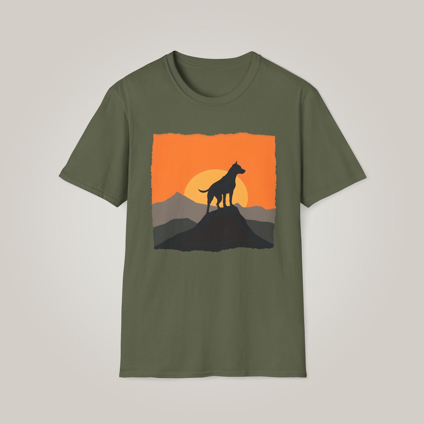 Nature-Inspired Sunset Dog Unisex Softstyle T-shirt