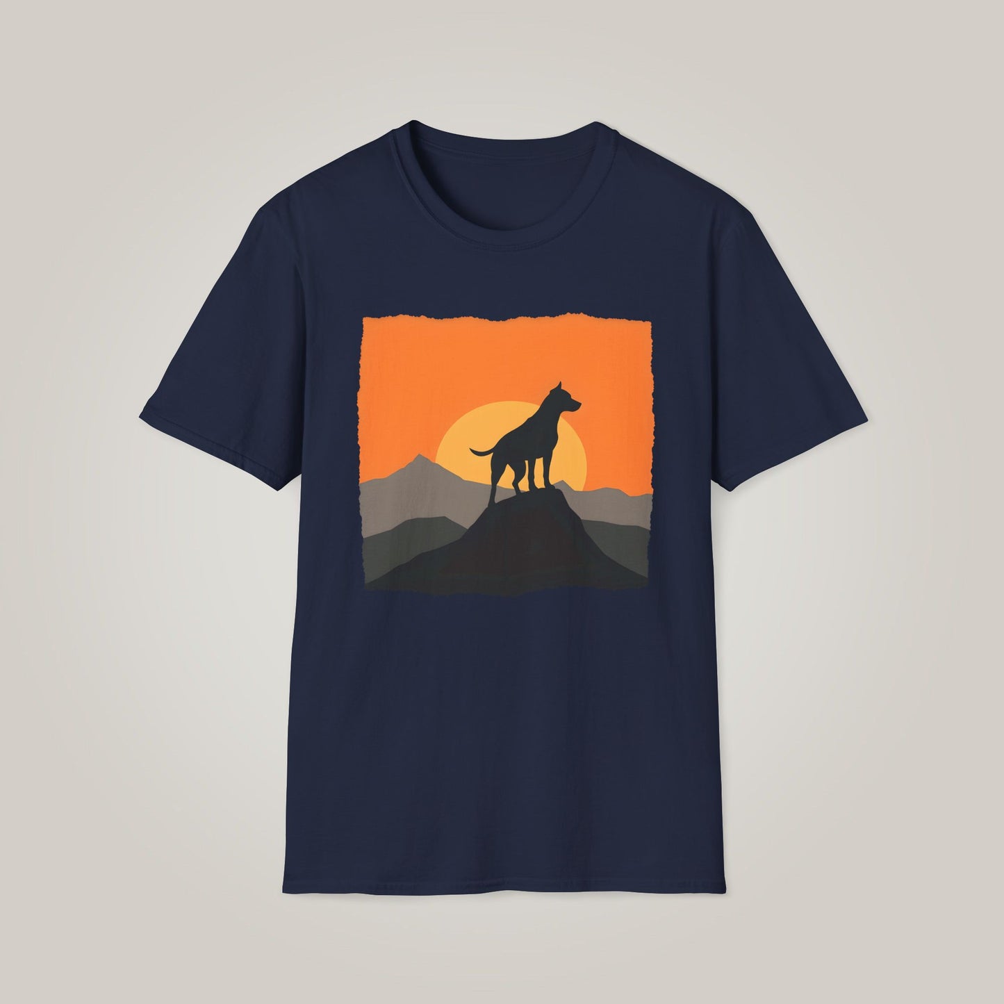 Nature-Inspired Sunset Dog Unisex Softstyle T-shirt