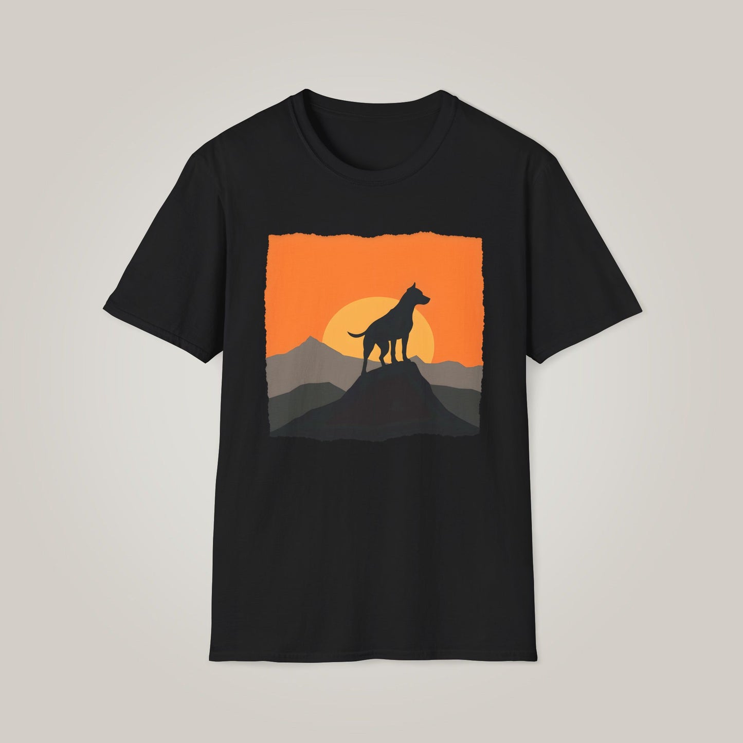 Nature-Inspired Sunset Dog Unisex Softstyle T-shirt
