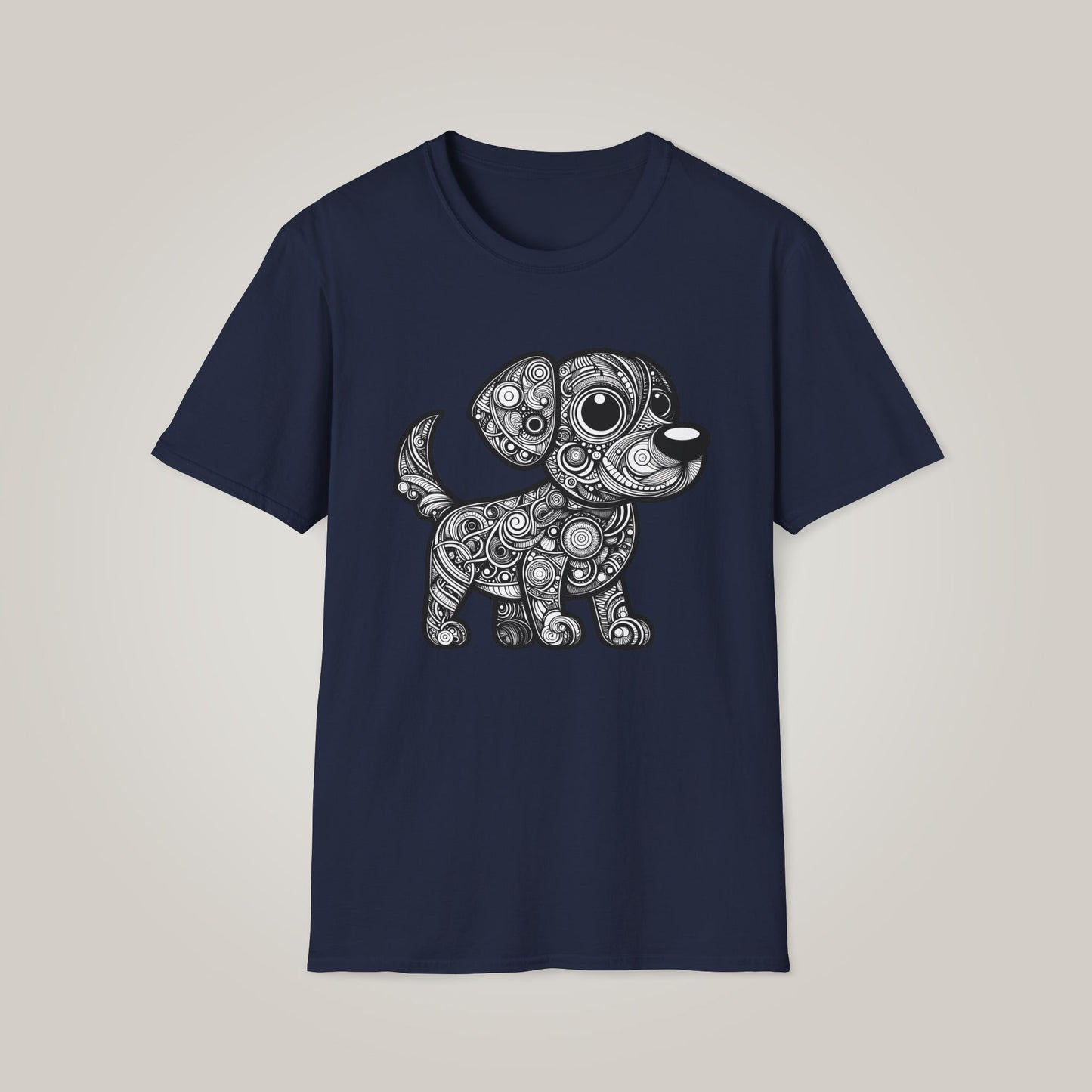 Zentangle-Inspired Dog Graphic Unisex Softstyle T-shirt
