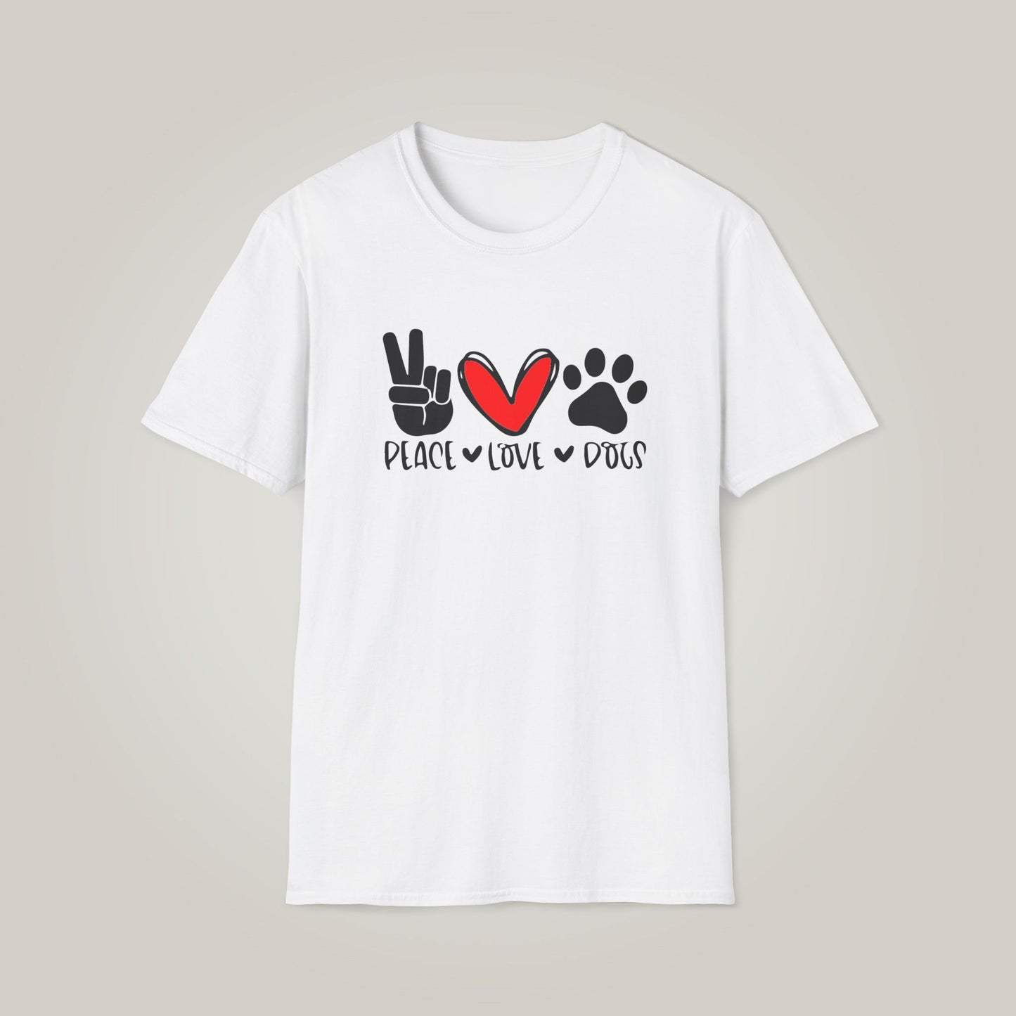 Peace, Love and Dogs Unisex Softstyle T-shirt
